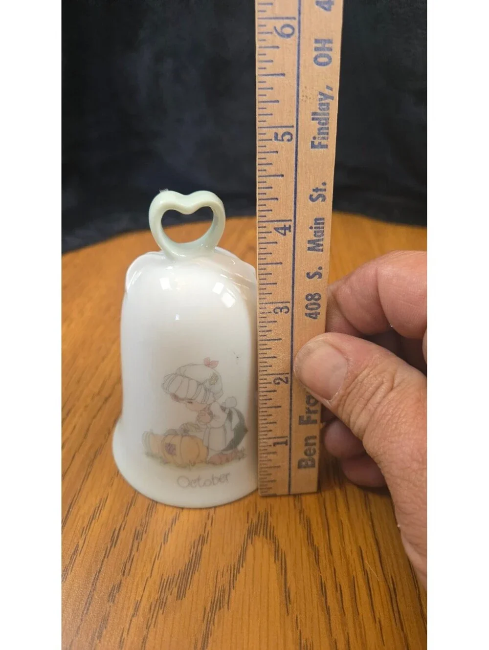 Precious Moments October Birthday Bell Figurine with Heart Handle